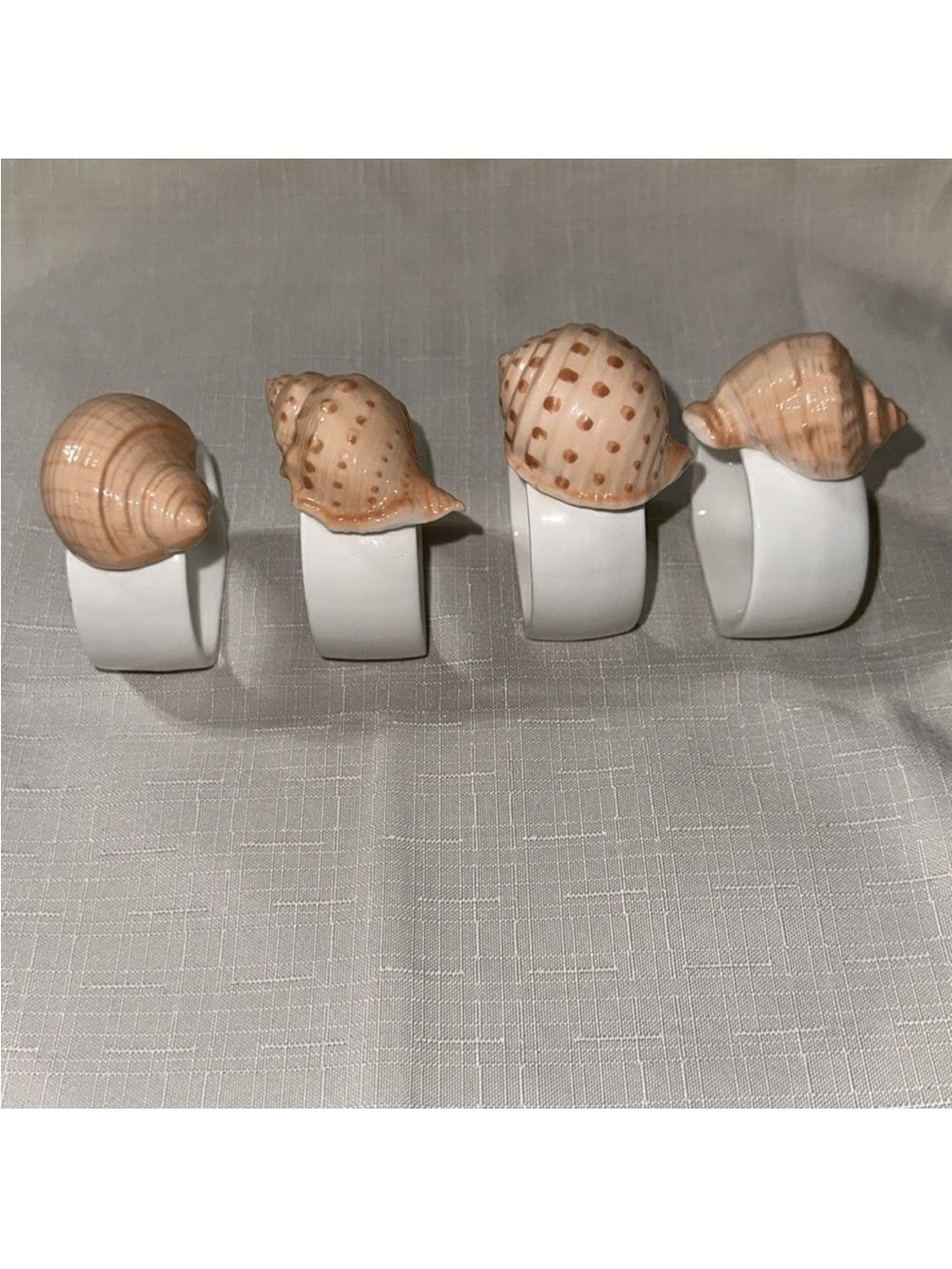OCI x Fitz Floyd Coquille Seashell Bone China Napkin Rings Set of 4